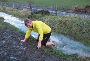 Mrs Spence gets muddy and wet Mrs Spence gets muddy and wet